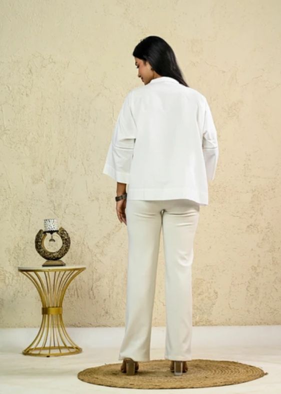 White Poplin Embroidery Top