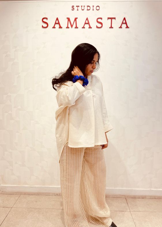 Cream Bateau recycled Blouse