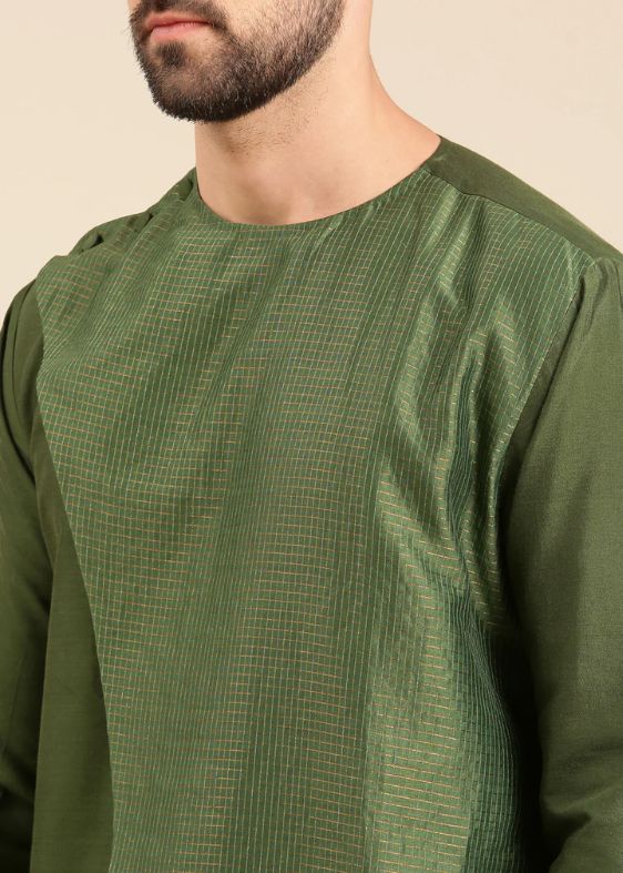Green Silk Chanderi Kota Kurta