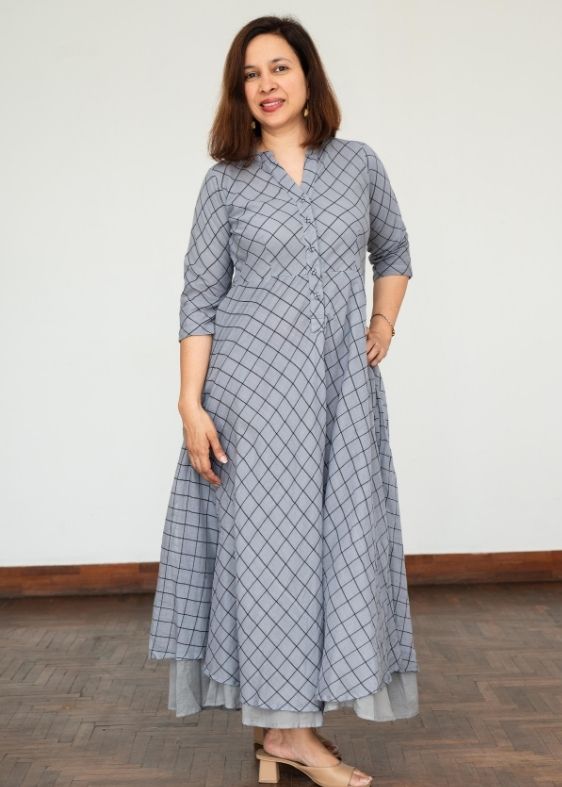 Grey Checked Dress