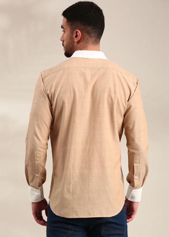White & Beige Cotton Shirt