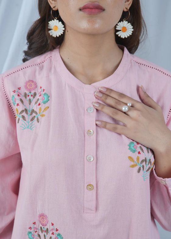 Pink embroidery Tunic-SS 2444