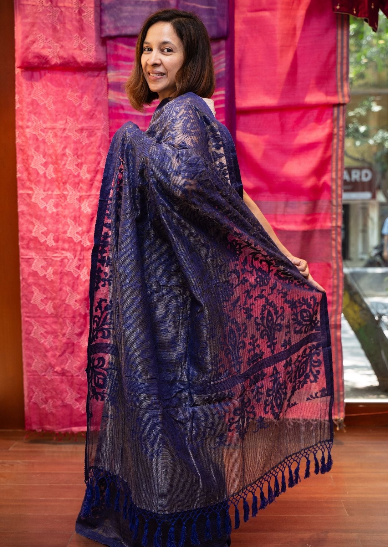 Navy Nargis Banarasi Cutwork Saree