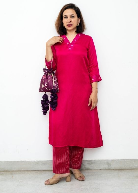 Rua Embroidered Potli - Purple - AM-PT-0225-0008