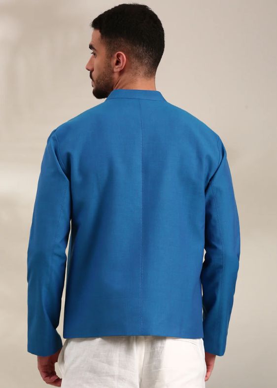 Blue Cotton Bomber Jacket