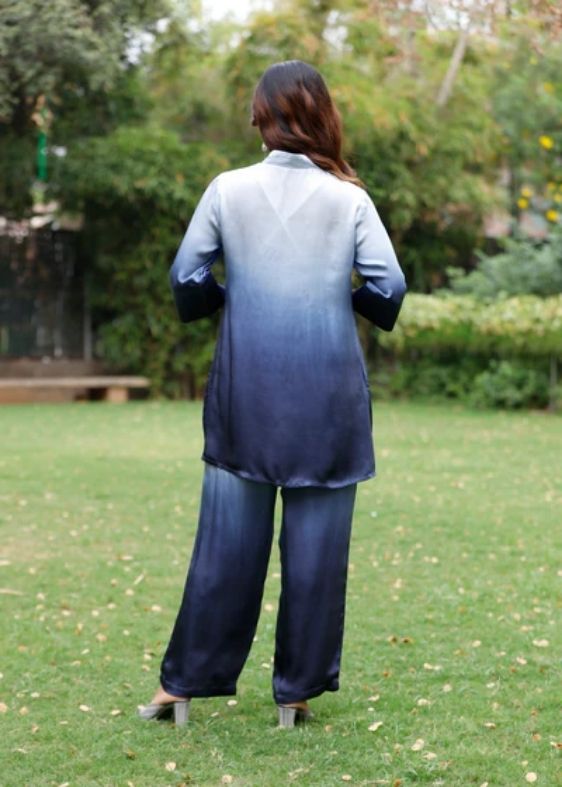 Blue Bamber Satin Ombre Co-ord set