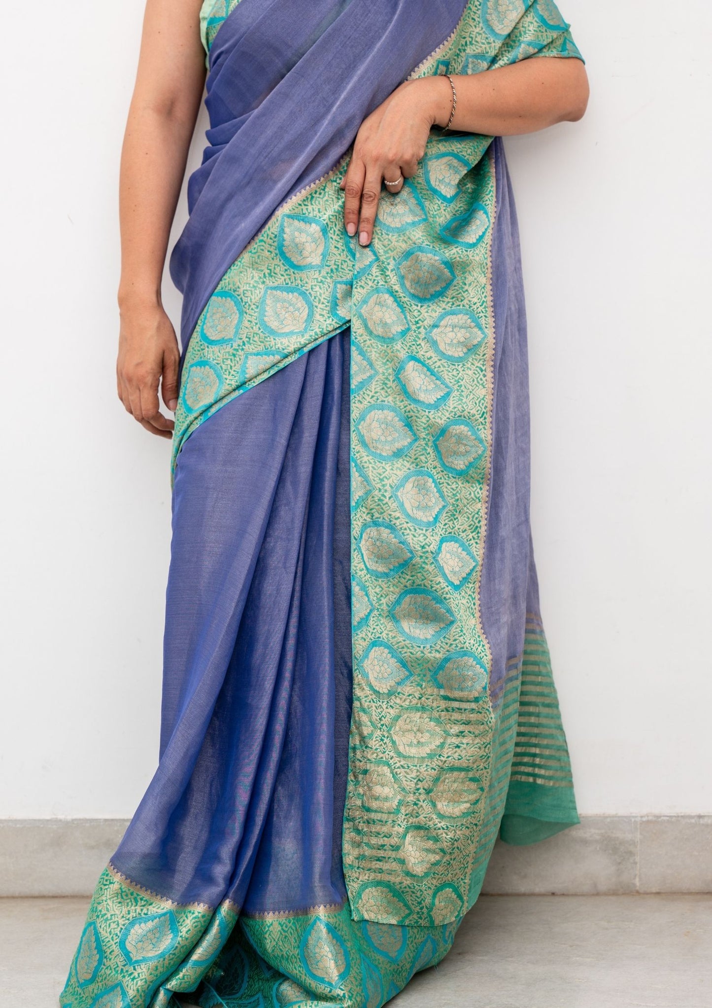 Teal Blue Silk Georgette Saree