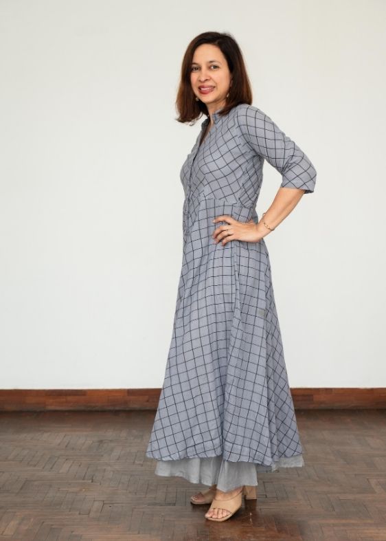 Grey Checked Dress