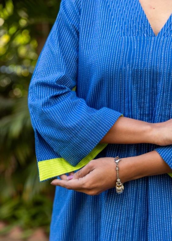 Cotton kantha co-ord set-Royal Blue