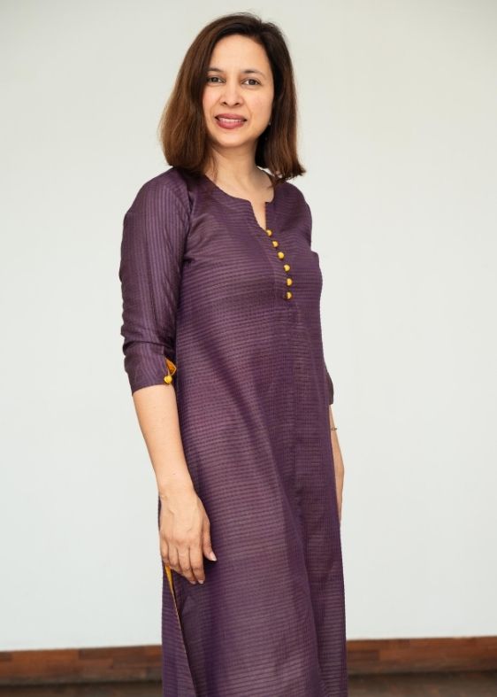 Violet Tussar Cotton Long Kurta