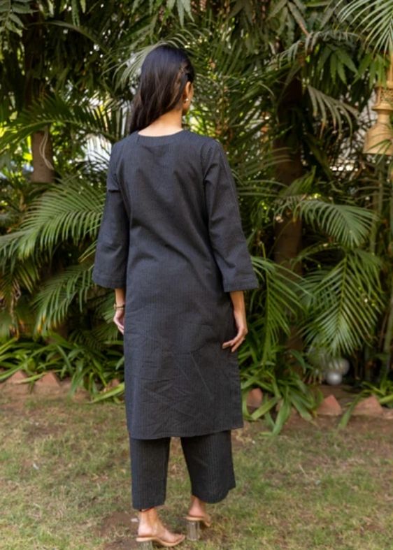 Cotton kantha co-ord set- Black