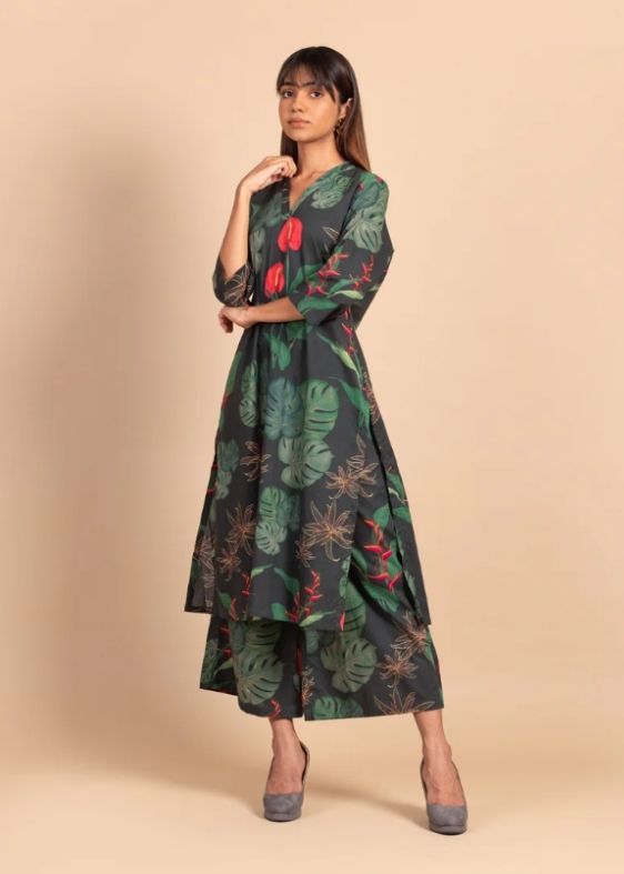 Anthurium Print Kurta Set