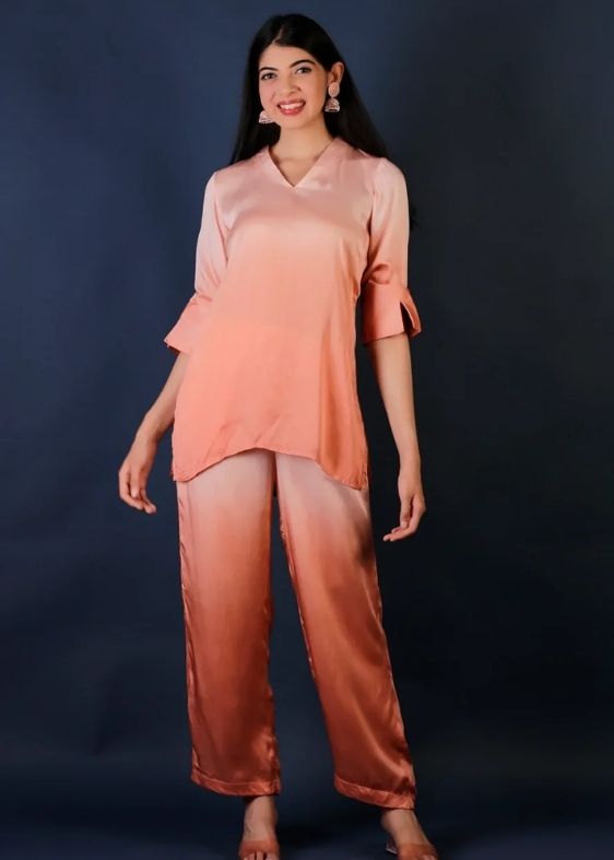 Rust Bamber Satin Ombre Co-ord set