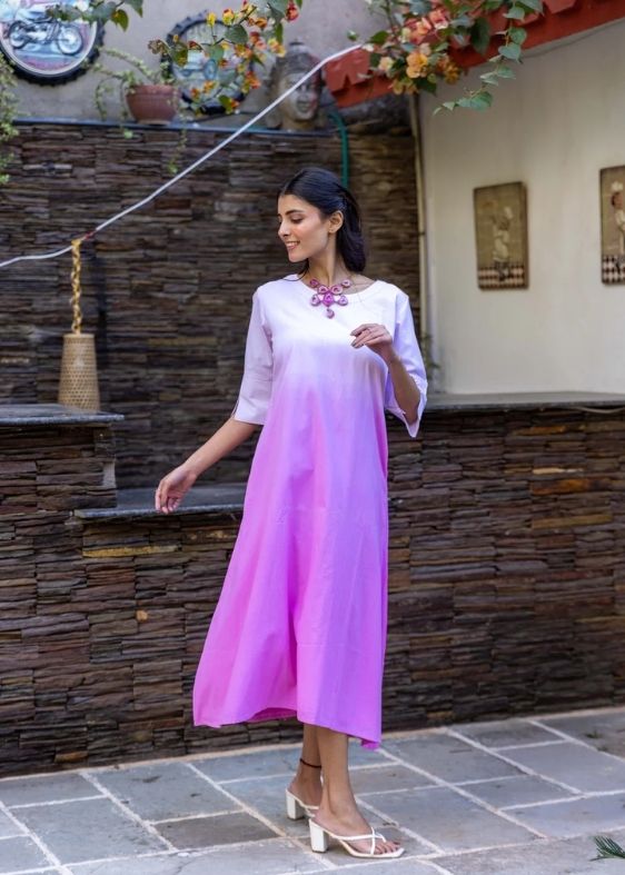 Long ombre Dress- Light Pink