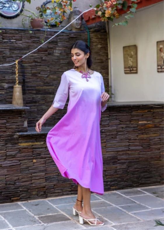 Long ombre Dress- Light Pink