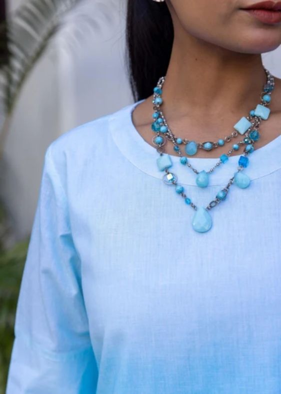 Long ombre Dress- Turquoise