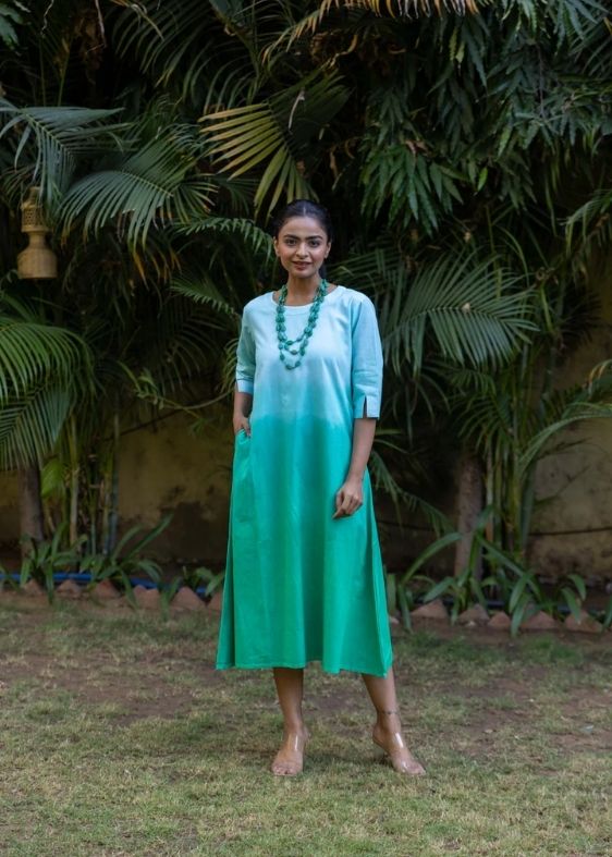 Long ombre Dress- Sea Green