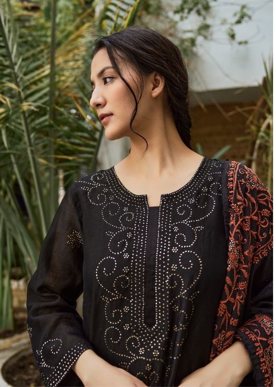 Black Chanderi Salwar Kurta