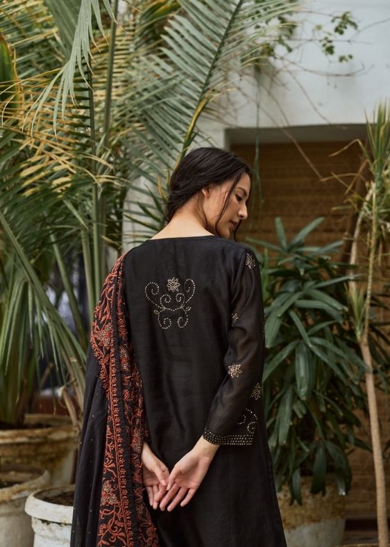 Black Chanderi Salwar Kurta