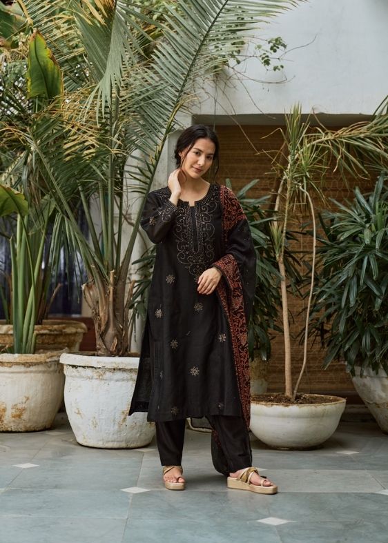 Black Chanderi Salwar Kurta