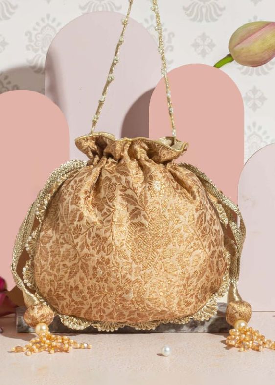 Kashi pure barasi silk potli- gold