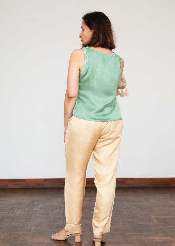 Cream Satin Pant