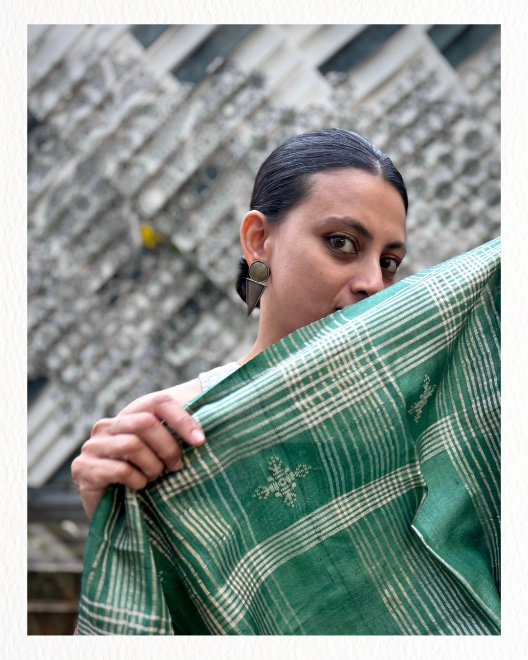 Green Unma Chowk Small Chhattisgarh Tussar Saree