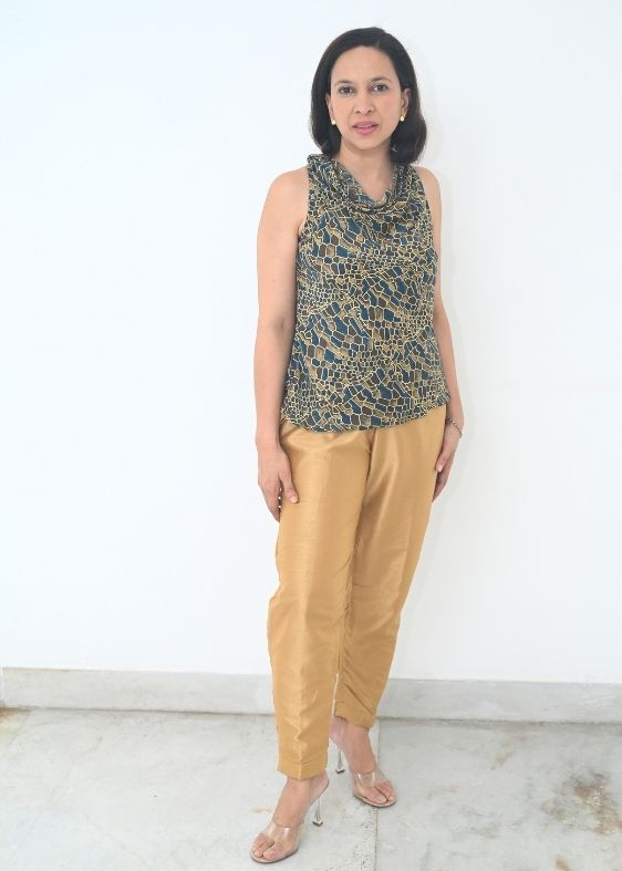 Cowl Blue printed blouse