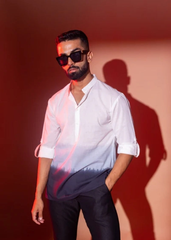 Cotton Ombre Kurta- Black