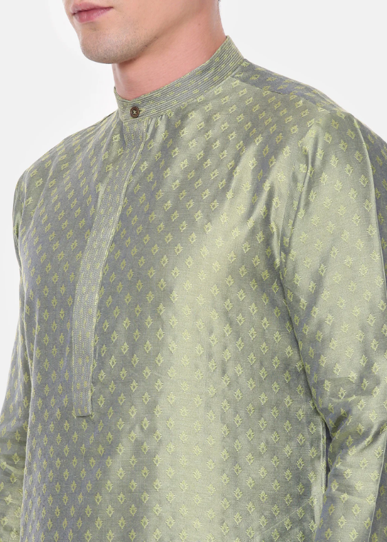 Green Jaquard Kurta Set