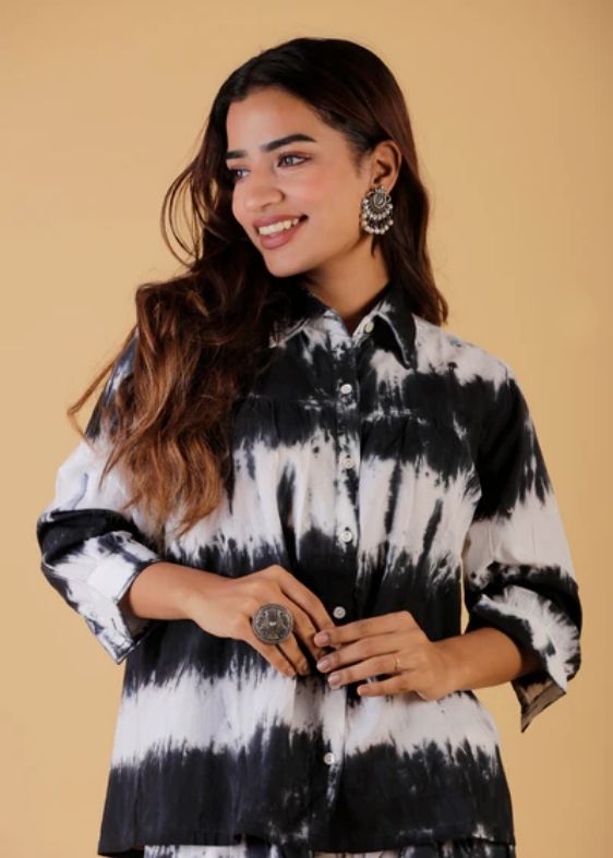 Black Stripe Tie and Dye Co-ord Set