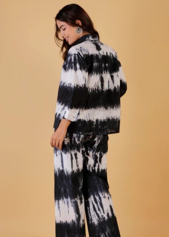 Black Stripe Tie and Dye Co-ord Set