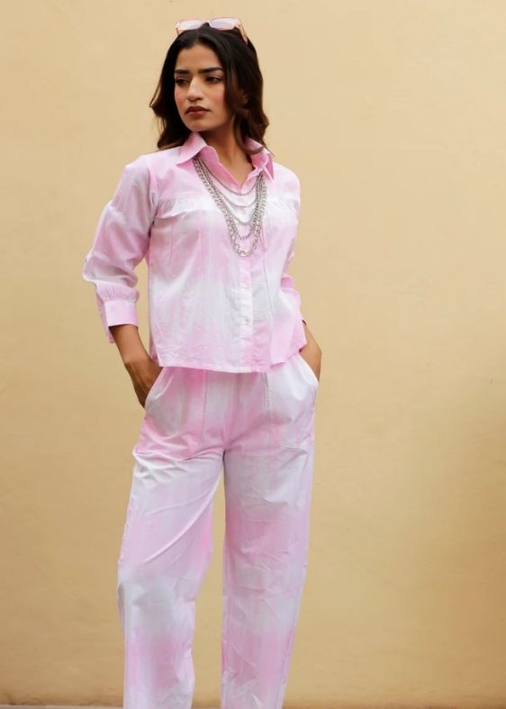 Light Pink Stripe Tie and Dye Co-ord Set