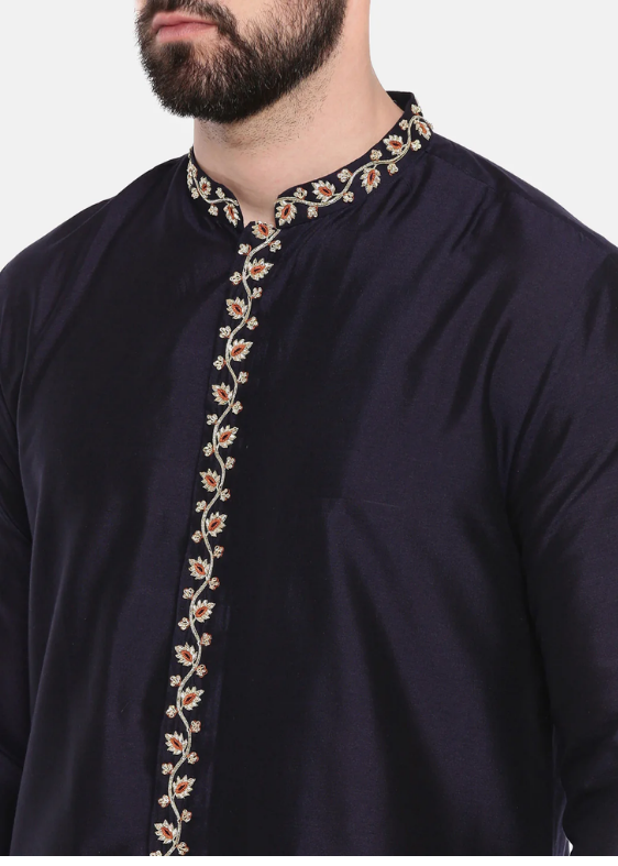 Blue Silk Emboridery Kurta Set