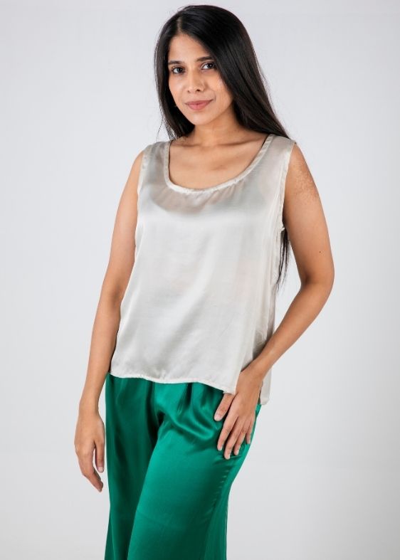 Silver grey sleeveless blouse
