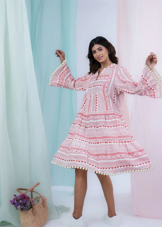 Pink Ikat Dress- SS 2490