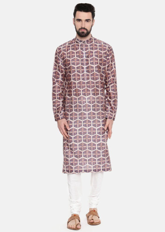 Silk Chanderi Printed Kurta Set