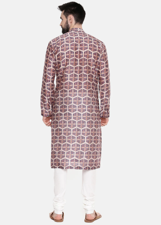 Silk Chanderi Printed Kurta Set
