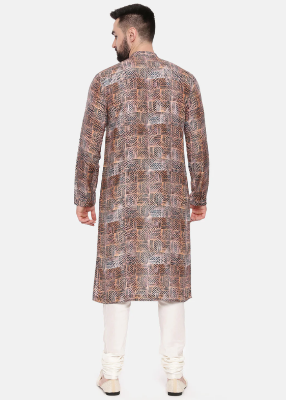 Red Printed Muslin Kurta Set