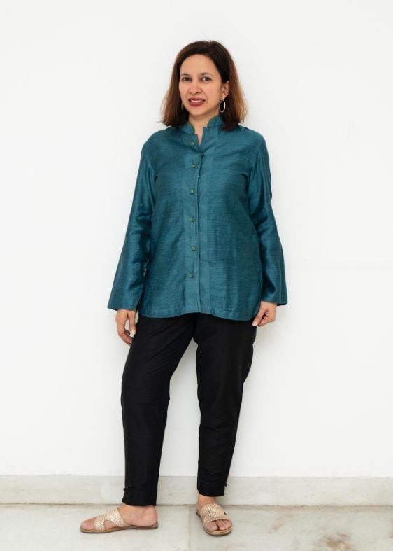 Blue tussar Jacket
