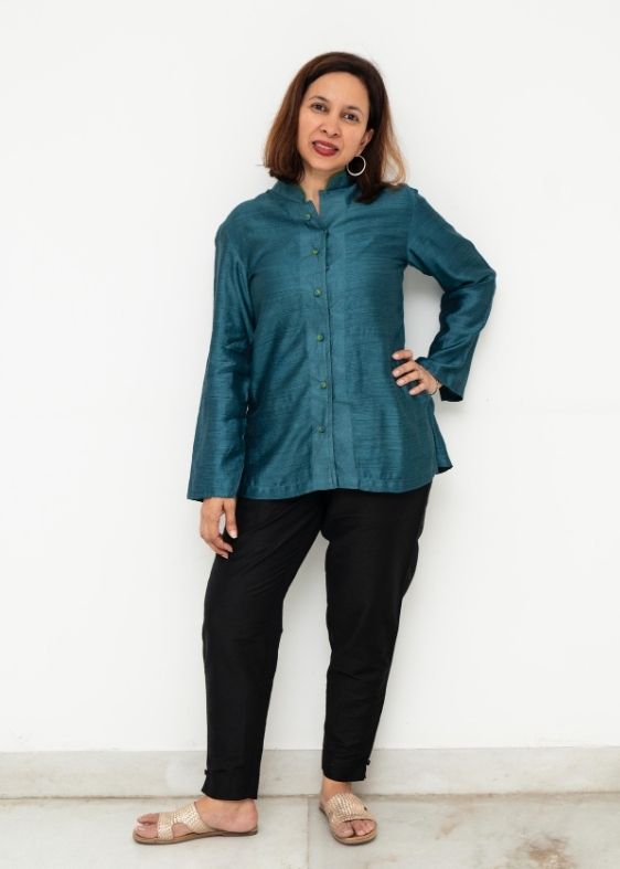 Blue tussar Jacket