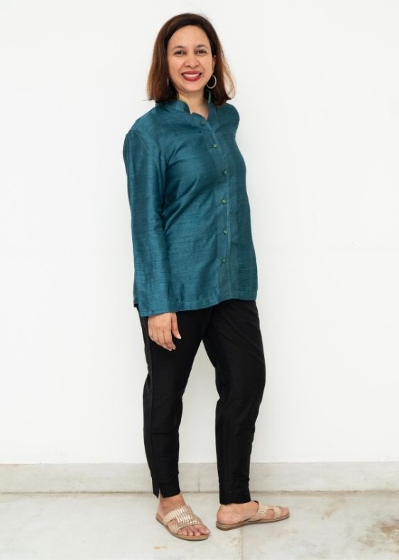 Blue tussar Jacket