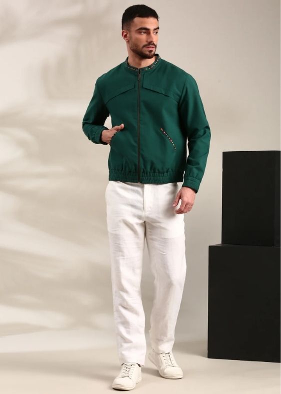 Blue Cotton Bomber Jacket - MMBJ026