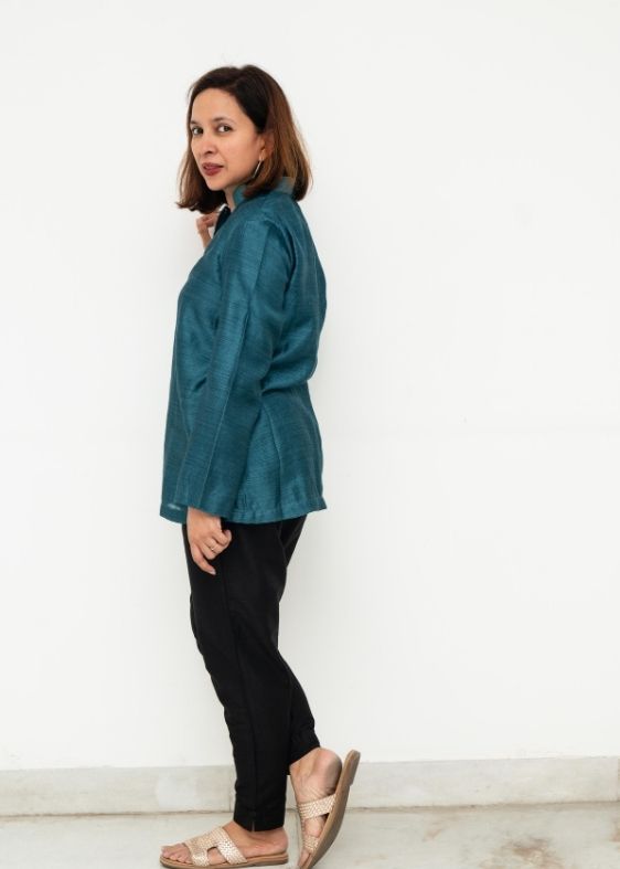 Blue tussar Jacket