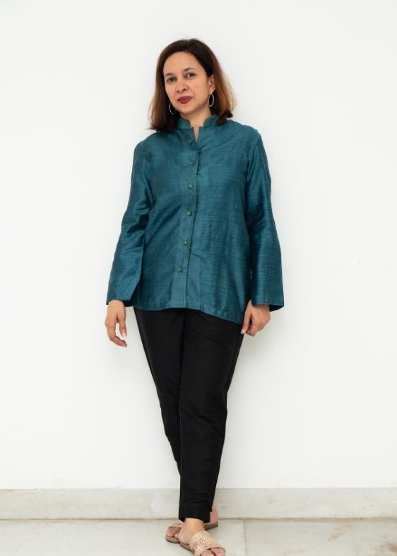 Blue tussar Jacket