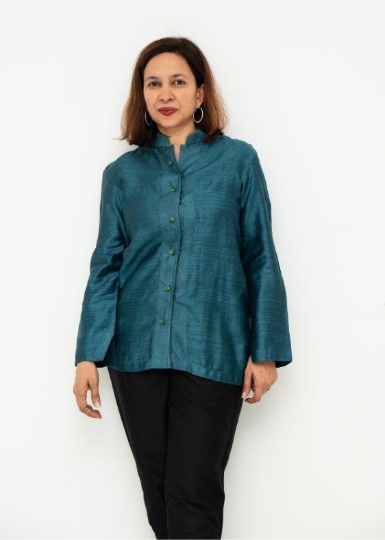 Blue tussar Jacket