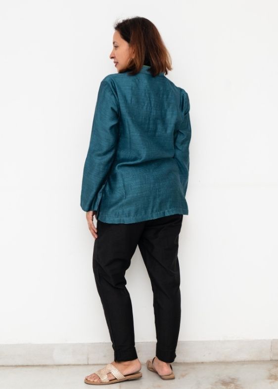 Blue tussar Jacket
