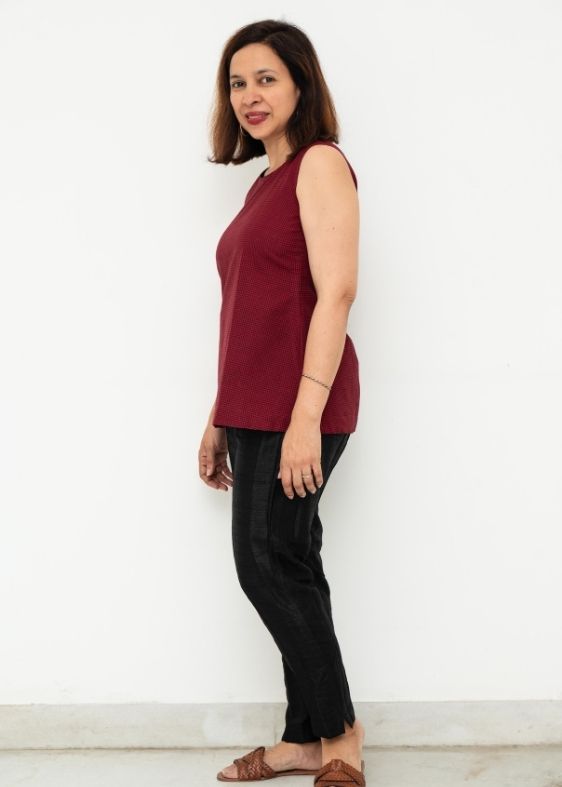 Red and Black Small Checks Blouse