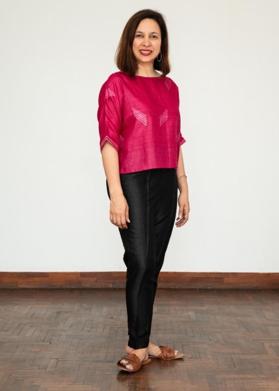 Pink Shibori Tussar Silk Blouse