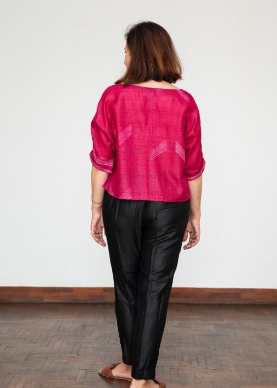 Pink Shibori Tussar Silk Blouse